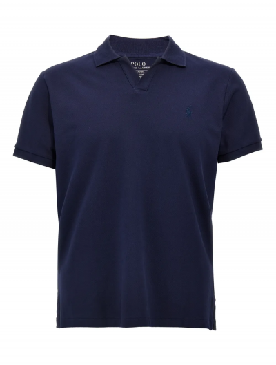 Βαμβακερή stretch polo μπλούζα χωρίς κουμπιά