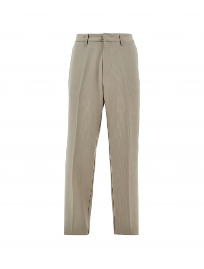 Pleated technical seersucker trousers