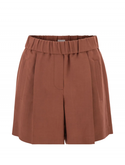 Viscose and linen fluid twill baggy shorts