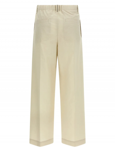 Techno cotton poplin A-line trousers with monili