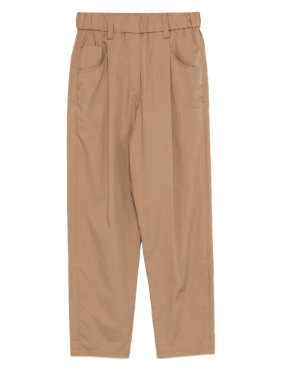 Lightweight poplin five-pocket track trousers with monili