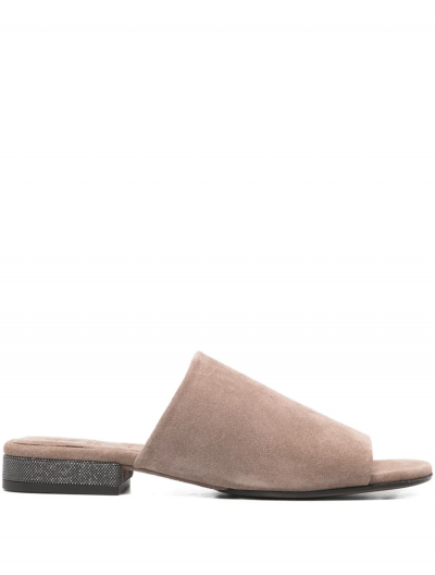 Suede mules with monili