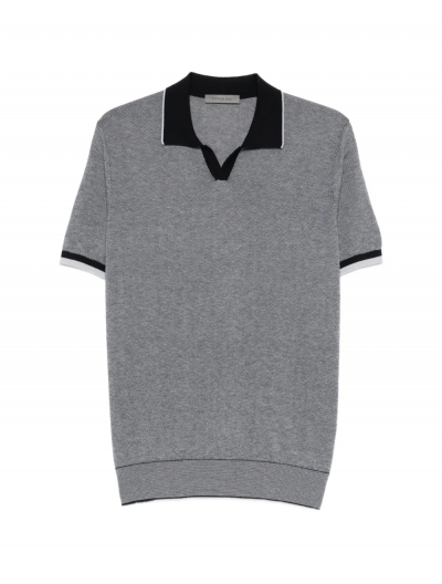 Βαμβακερή/μεταξωτή polo μπλούζα χωρίς κουμπιά