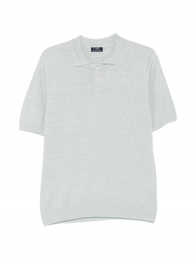 Λινή/βαμβακερή πλεκτή polo μπλούζα