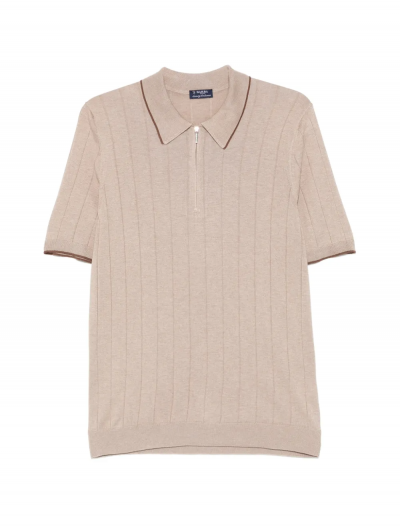 Μεταξωτή πλεκτή polo μπλούζα με φερμουάρ