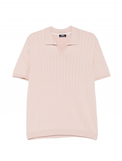 Βαμβακερή πλεκτή polo μπλούζα χωρίς κουμπιά