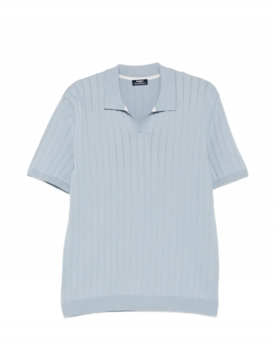 Βαμβακερή πλεκτή polo μπλούζα χωρίς κουμπιά