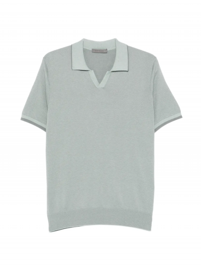 Βαμβακερή/μεταξωτή polo μπλούζα χωρίς κουμπιά