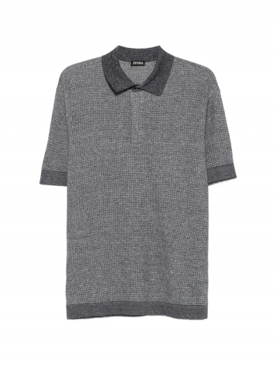 Cotton/linen/silk polo shirt