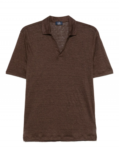 Buttonless linen polo shirt