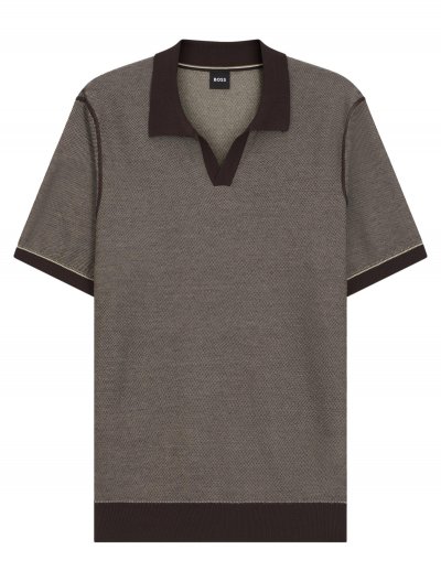 'H-Narciso' cotton/lyocell buttonless polo shirt