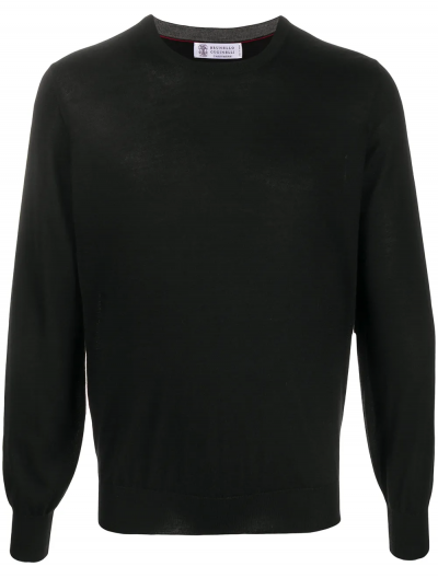 Wool/silk crew-neck knitwear