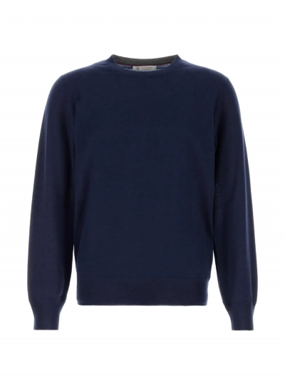 Wool/silk crew-neck knitwear