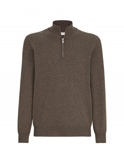 Cashmere sweater with half zip
