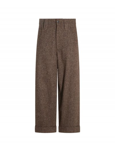Virgin wool donegal baggy five-pocket trousers with monili
