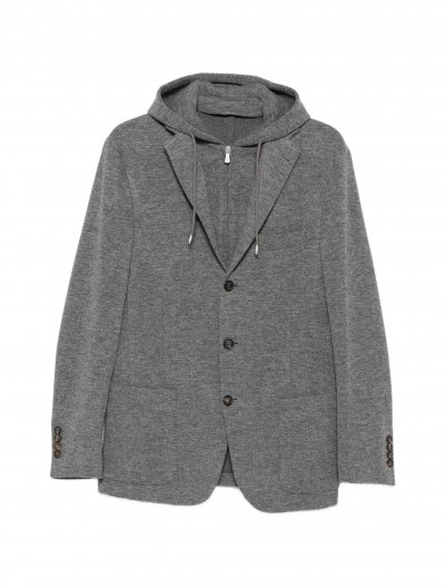 Wool/cotton/cashmere hooded jacket