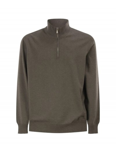 Cashmere sweater with half zip