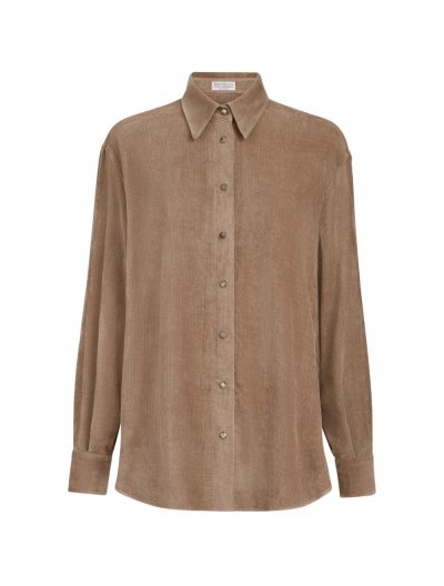 Fluid corduroy shirt with monili