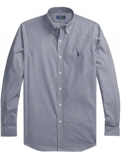 Stretch poplin checked shirt