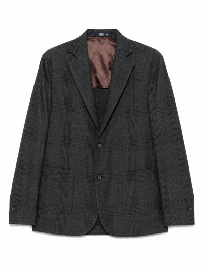 Wool/cotton/cashmere checked jacket