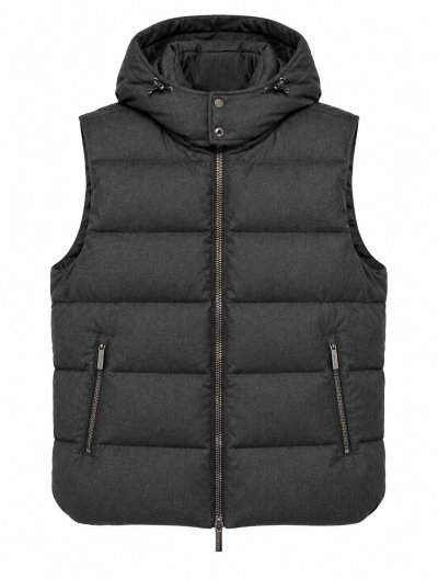 'Fire-LL' wool/cashmere hooded gilet