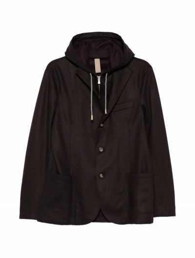 Wool stretch hooded jacket