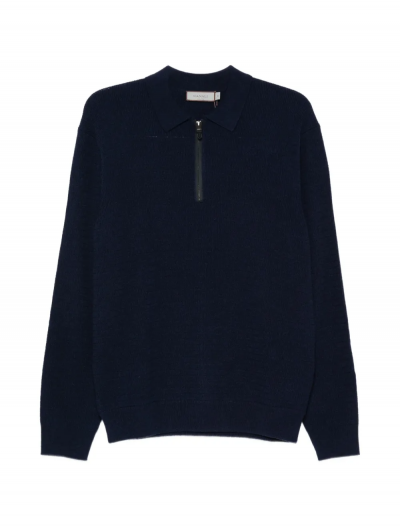 Wool/cashmere zip polo shirt