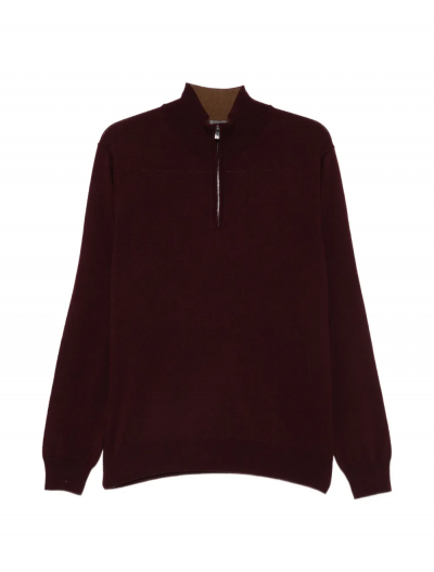 Wool/cashmere half-zip knitwear