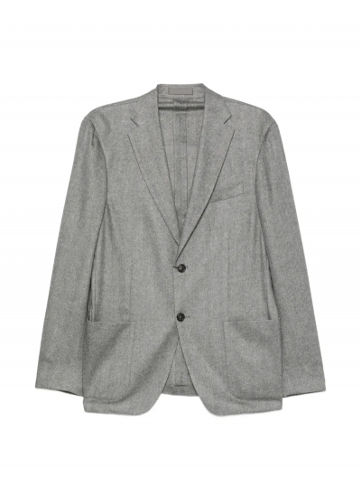 Silk/cashmere jacket with a herringbone pattern