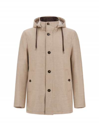 Wool/silk hooded coat