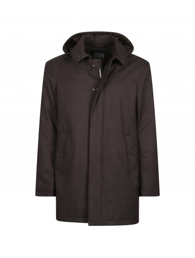 Μάλλινο flannel jacket με κουκούλα