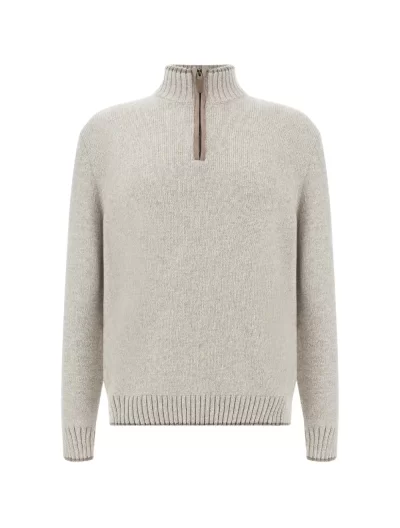 Wool/cashmere half-zip knitwear