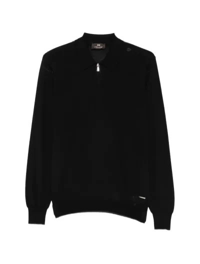 Wool zip polo shirt