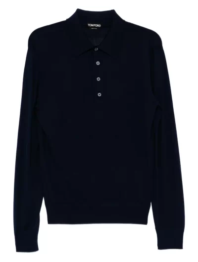 Knitted wool polo shirt